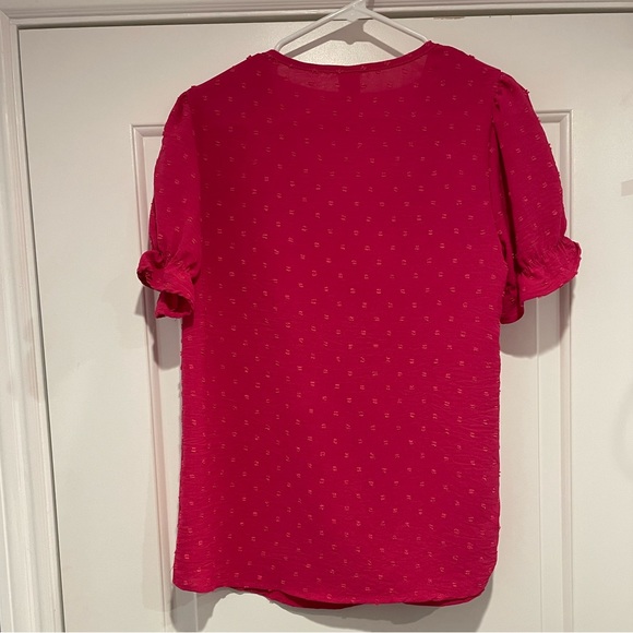 Pinkblush Fuchsia Swiss Dot Maternity Blouse - Picture 7 of 10